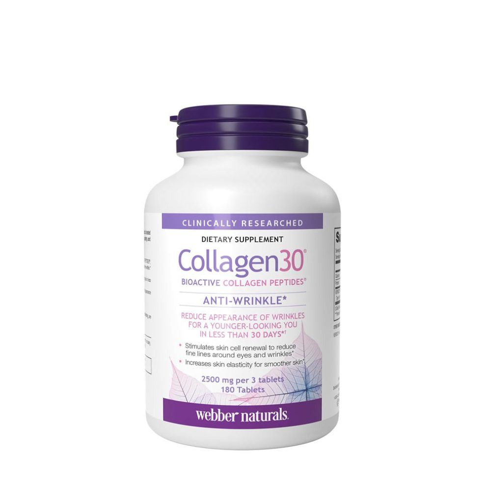 Bioaktív kollagén peptidek, Webber Naturals Collagen30® Anti-Wrinkle Bioactive Collagen Peptides™, 180 tabletta