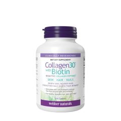 Kollagén peptidek biotinnal, Webber Naturals Collagen30® with Biotin Bioactive Collagen Peptides™, 120 tabletta