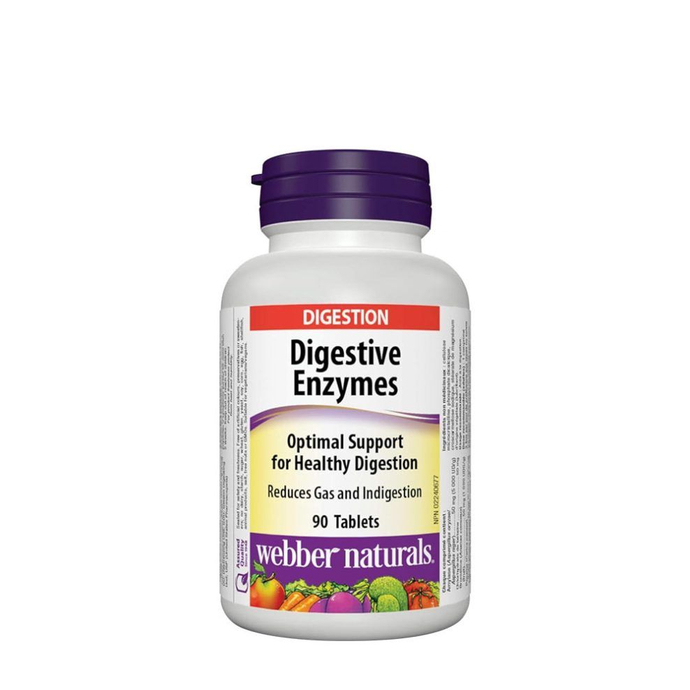 Emésztőenzim-komplex, Webber Naturals Digestive Enzymes, 90 tabletta