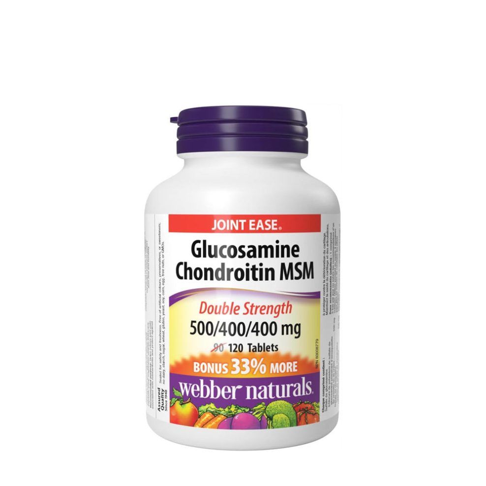 Glükózamin-kondroitin-MSM 500/400/400 mg, Webber Naturals Glucosamine Chondroitin MSM 500/400/400 mg, 120 tabletta