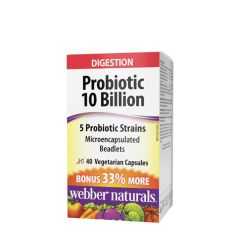 Probiotikum 10 milliárd CFU 5 törzzsel, Webber Naturals Probiotic 10 Billion 5 Probiotic Strains, 40 kapszula