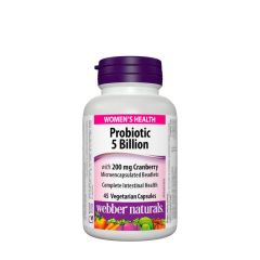 Probiotikum 5 milliárd CFU vörös áfonyával, Webber Naturals Probiotic 5 Billion with 200 mg Cranberry, 45 kapszula