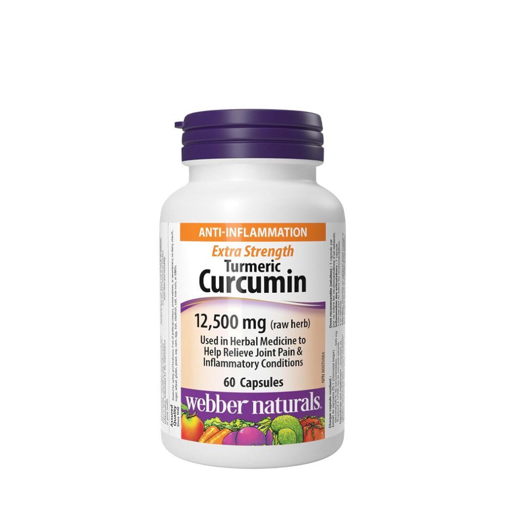 Kurkuma-kurkumin 12 500 mg, Webber Naturals Turmeric Curcumin 12,500 mg Capsules, 60 kapszula