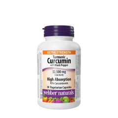 Kurkuma-kurkumin fekete borssal 32 500 mg, Webber Naturals Turmeric Curcumin with Black Pepper 32,500 mg, 30 kapszula