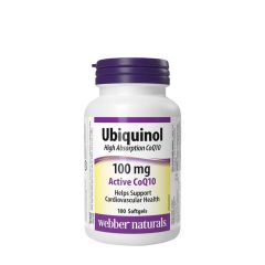 Ubiquinol koenzim Q10 100 mg, Webber Naturals Ubiquinol Active CoQ10 100 mg, 100 lágykapszula