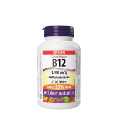 B12-vitamin metilkobalamin 1200 µg, Webber Naturals Vitamin B12 Methylcobalamin 1200 mcg, 80 tabletta