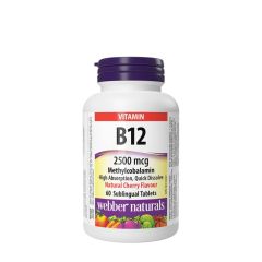 B12-vitamin metilkobalamin 2500 µg, Webber Naturals Vitamin B12 Methylcobalamin 2500 mcg, 60 tabletta, cseresznye íz